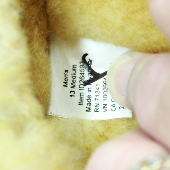 LL Bean Brown Suede Wicked Good Shearling Lined Moccasin Slippers Size 13 M - Picture 8 of 9